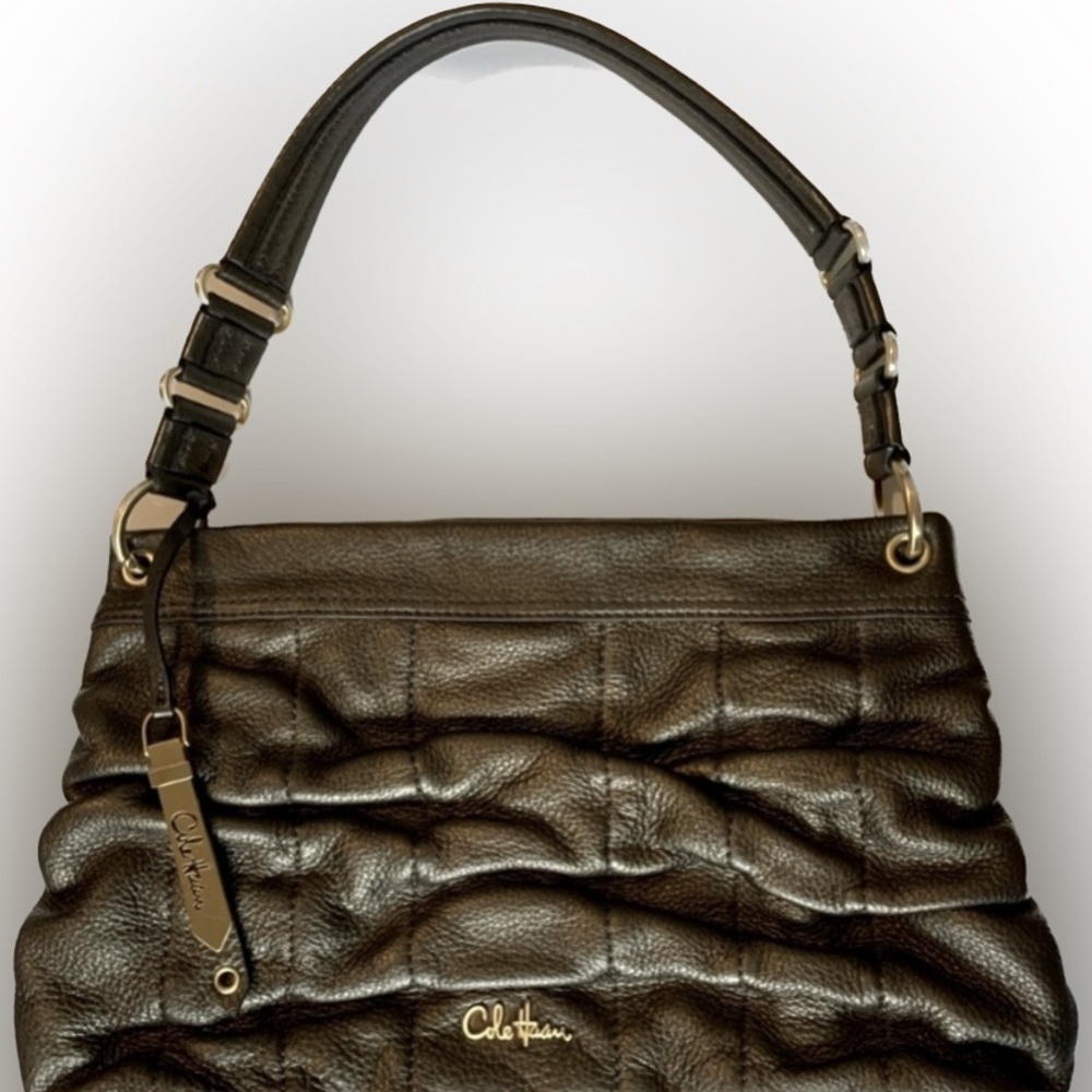 Cole Haan Bronze Ruched Leather Shoulder Bag